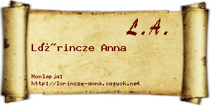 Lőrincze Anna névjegykártya