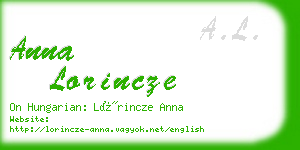 anna lorincze business card